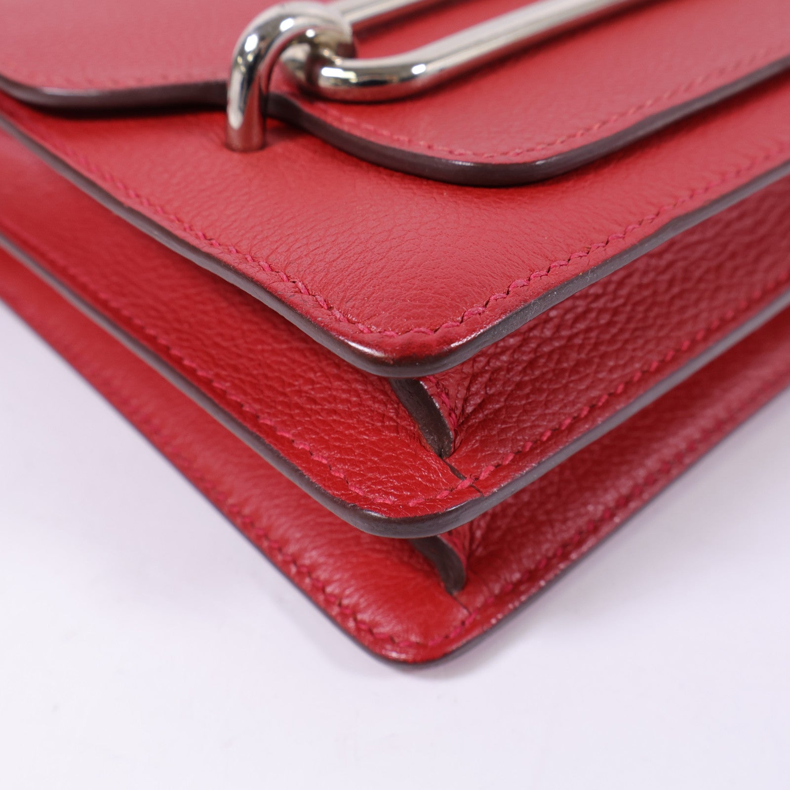 HERMES Evercolor皮革Mini Roulis銀扣肩背袋