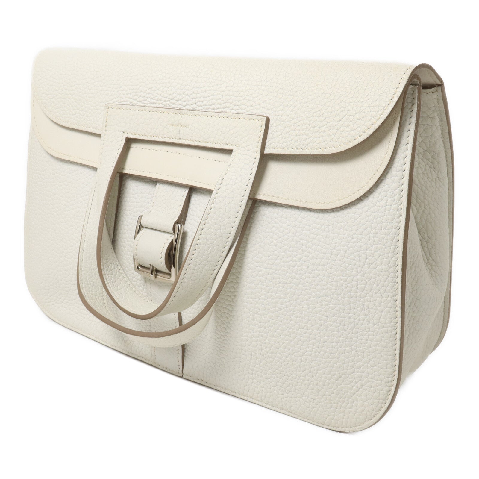 HERMES Clemence皮革Halzan 31手挽肩背兩用袋Blanc