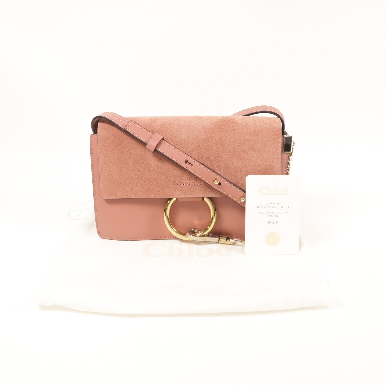 Chloe 牛皮皮革/麂皮皮革Faye肩背袋