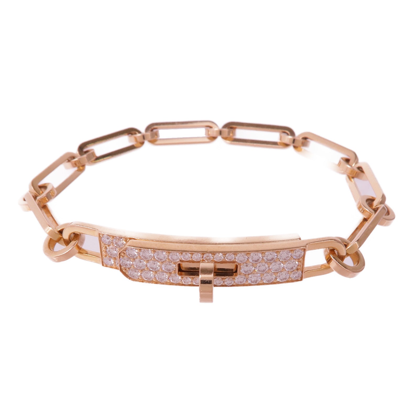 HERMES 18K玫瑰金Kelly Chaine Diamond Bracelet鑽石手鏈