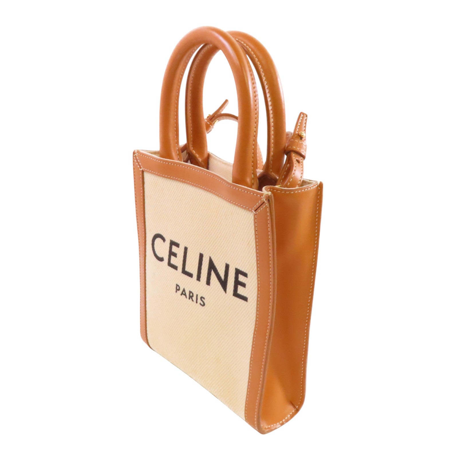CELINE 帆布Mini Vertical Cabas 2Way Shoulder Bag金扣手挽肩背兩用袋