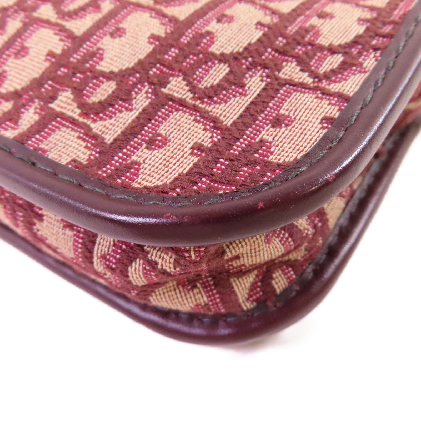 Dior Oblique帆布Clutch Bag金扣手拿包酒紅色