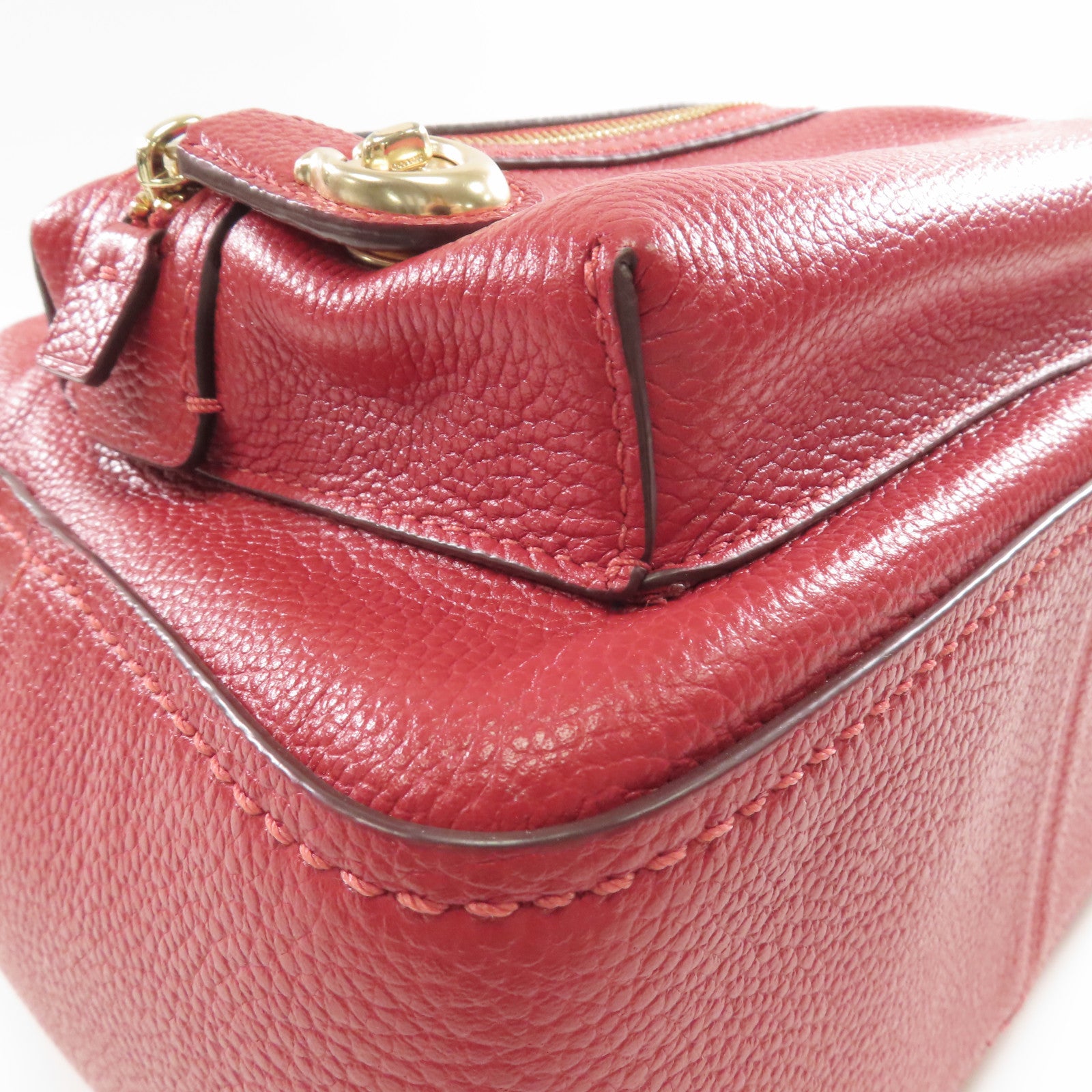 COACH 牛皮皮革Backpack金扣背包紅色