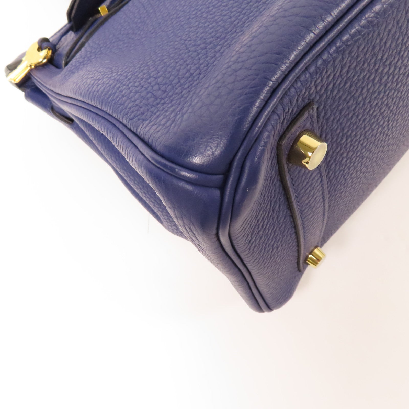 HERMES Clemence皮革Birkin 30金扣手挽袋Bleu Encre