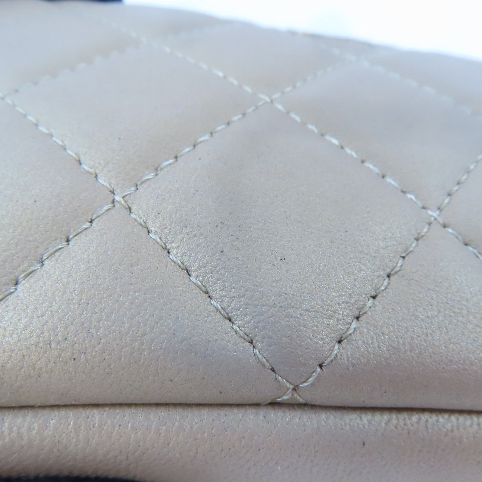 CHANEL (PRICE DOWN) Quilted CC GHW Pouch Bag Lambskin Leather Gold
