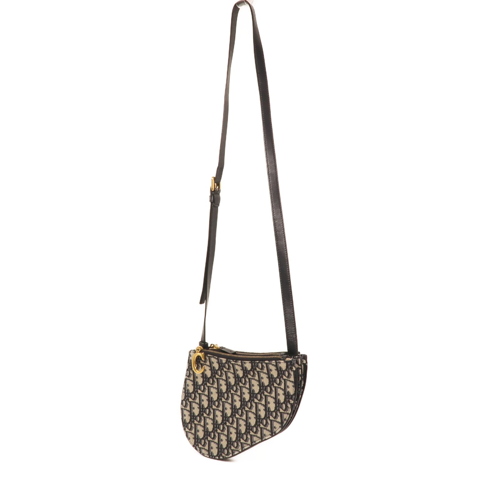 Dior 帆布Saddle Clutch金扣肩背袋