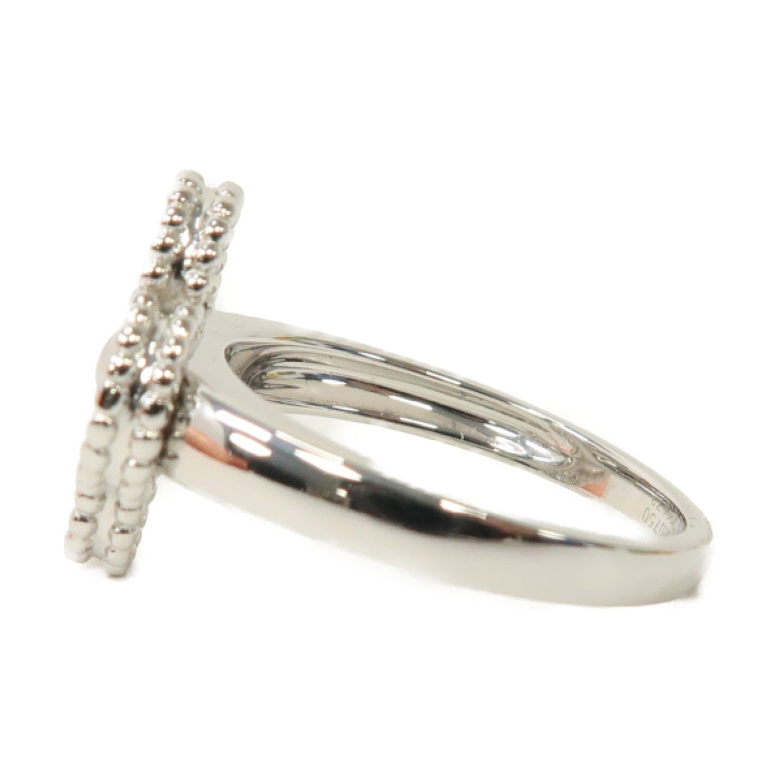 Van Cleef & Arpels 18K白金Alhambra Diamond Ring戒指US#6.5