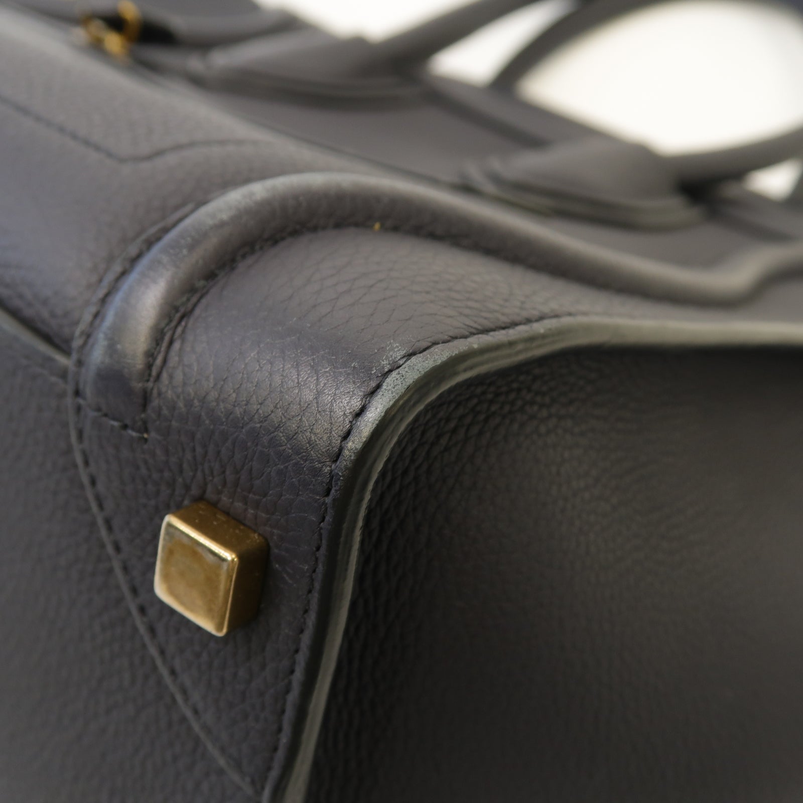 CELINE 牛皮皮革Luggage Bag金扣手挽袋深藍色