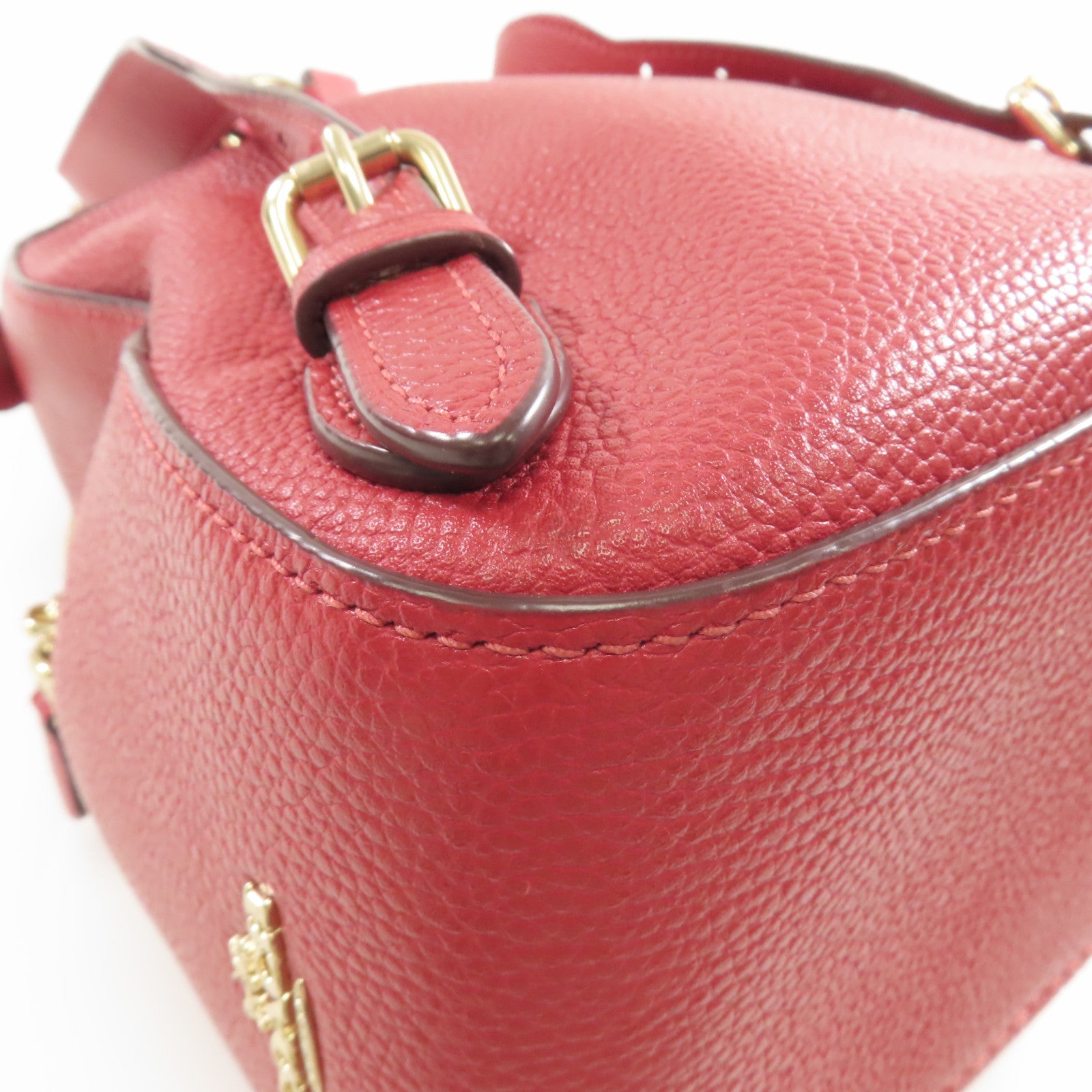 COACH 牛皮皮革Backpack金扣背包紅色