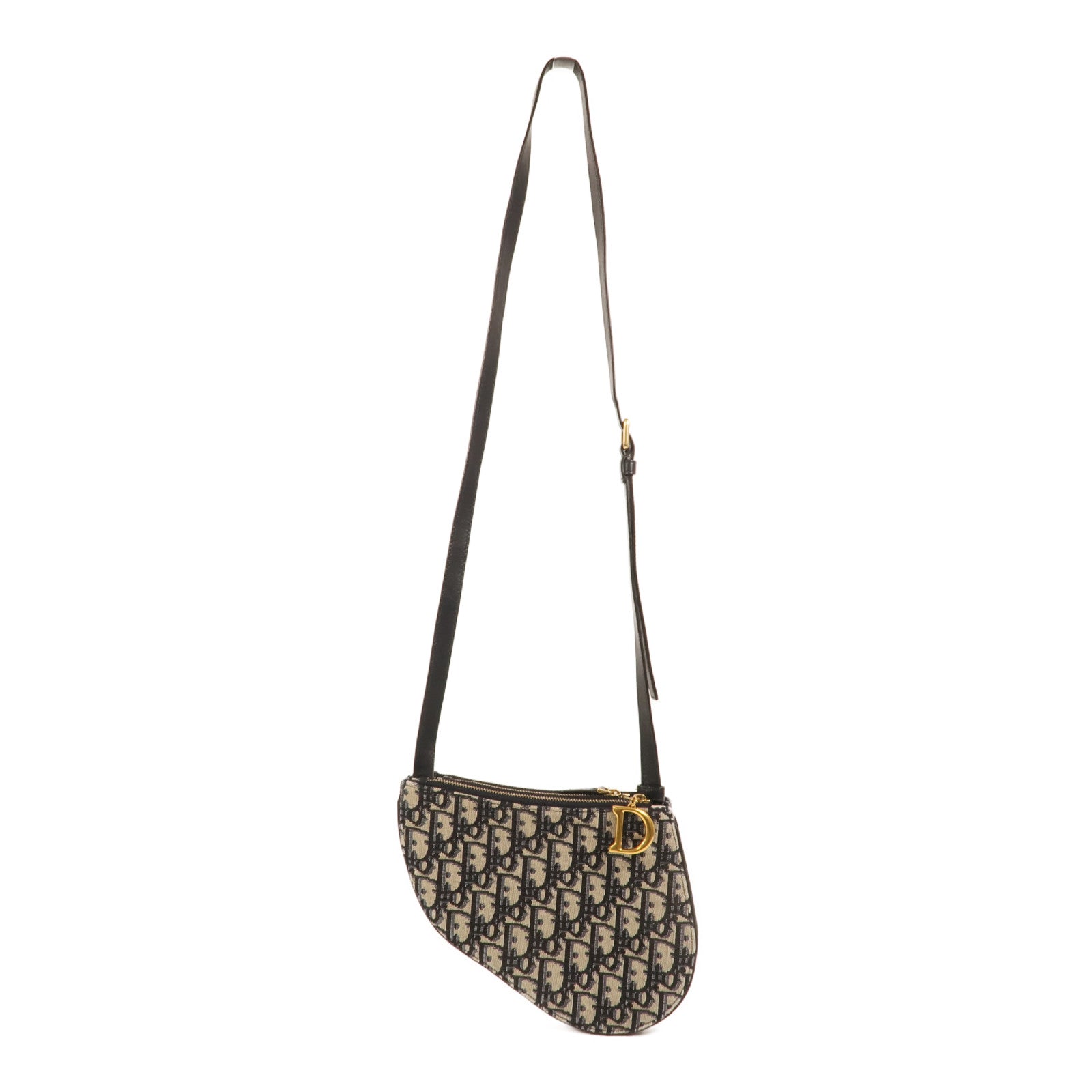 Dior 帆布Saddle Clutch金扣肩背袋