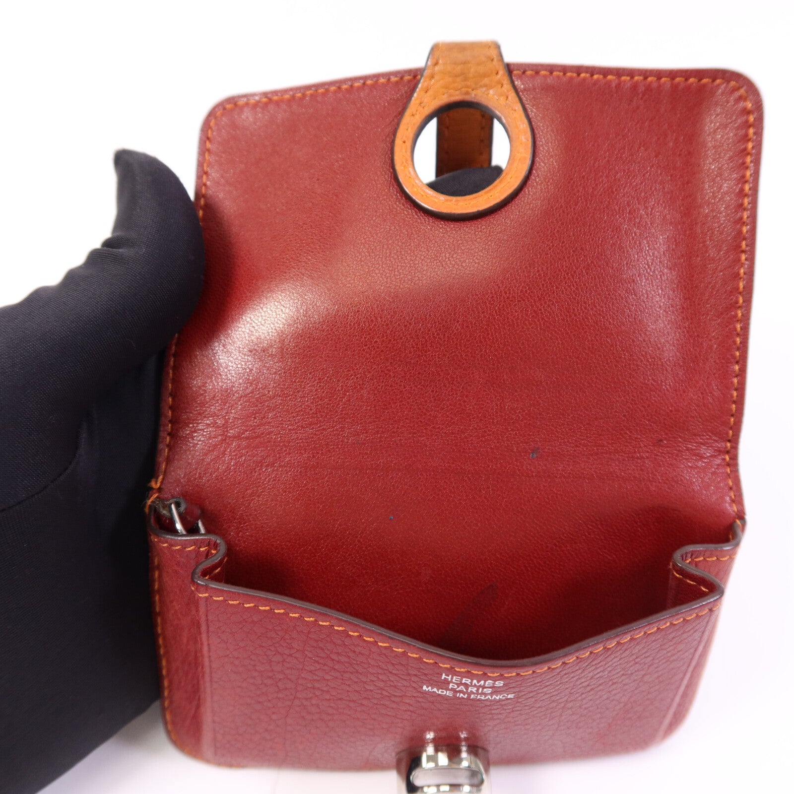 HERMES Swift皮革Dogon Key Case銀扣鏈帶鎖匙包