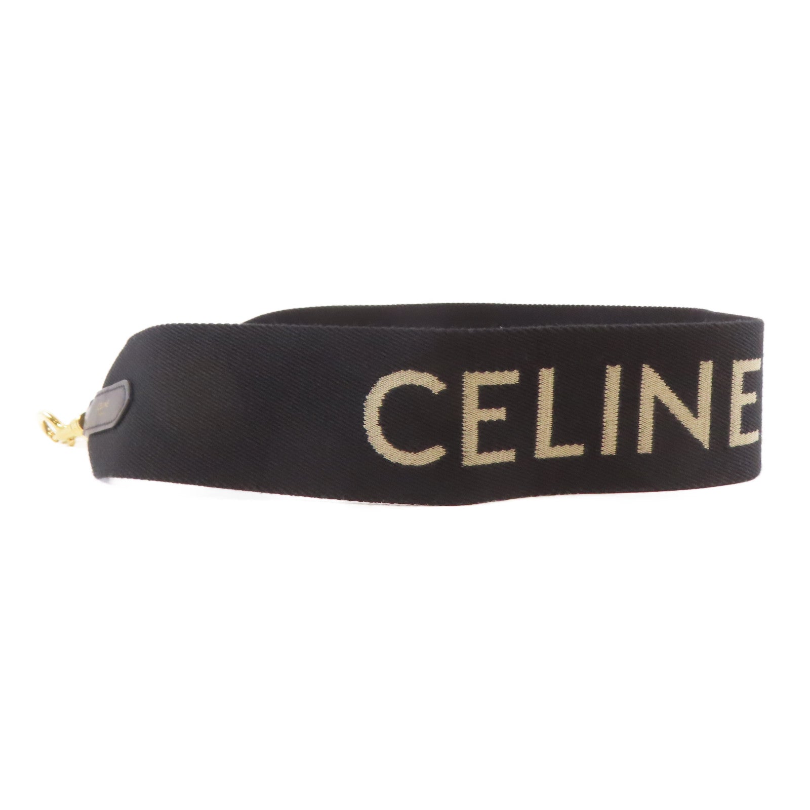 CELINE 帆布Shoulder Strap金扣肩背帶黑色