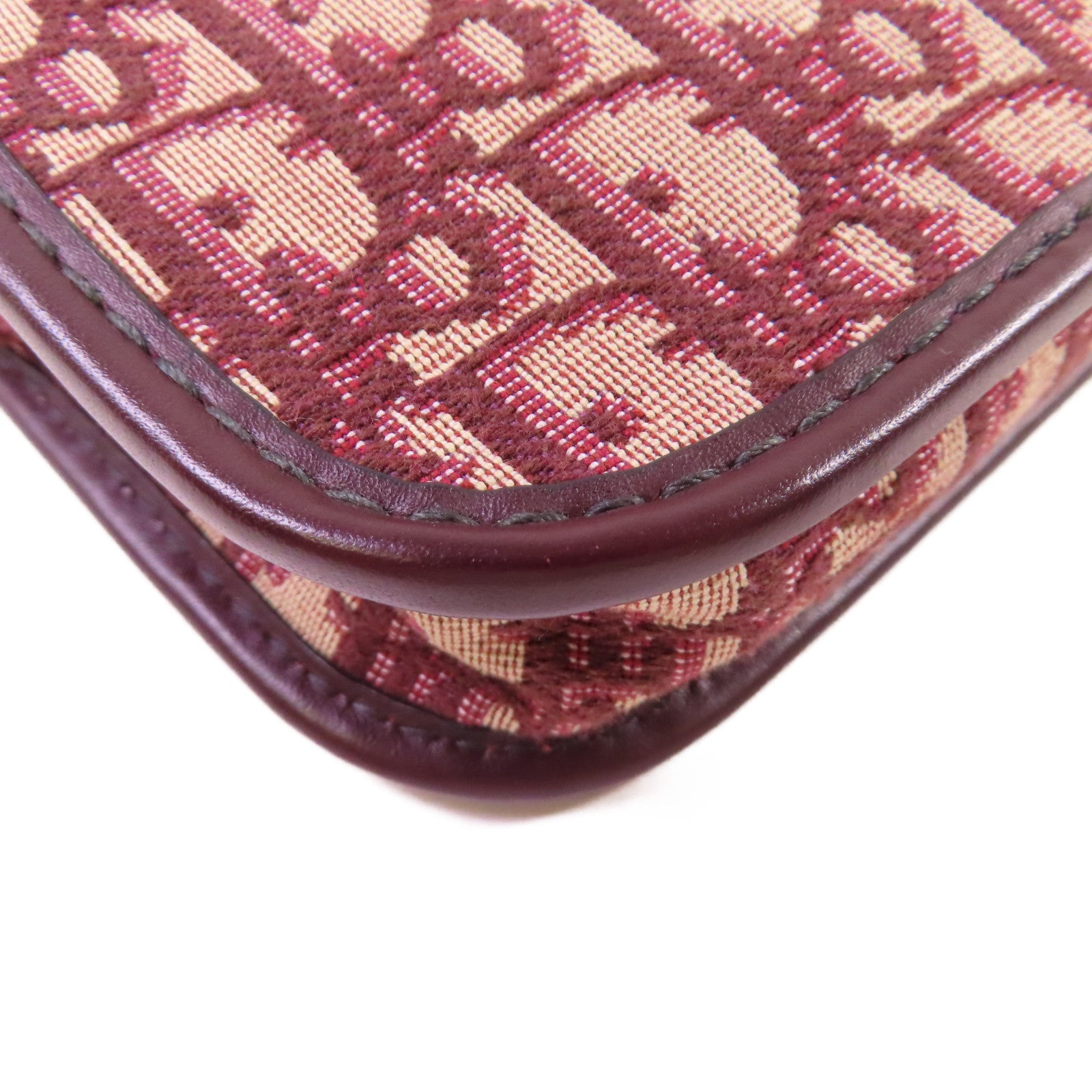 Dior Oblique帆布Clutch Bag金扣手拿包酒紅色