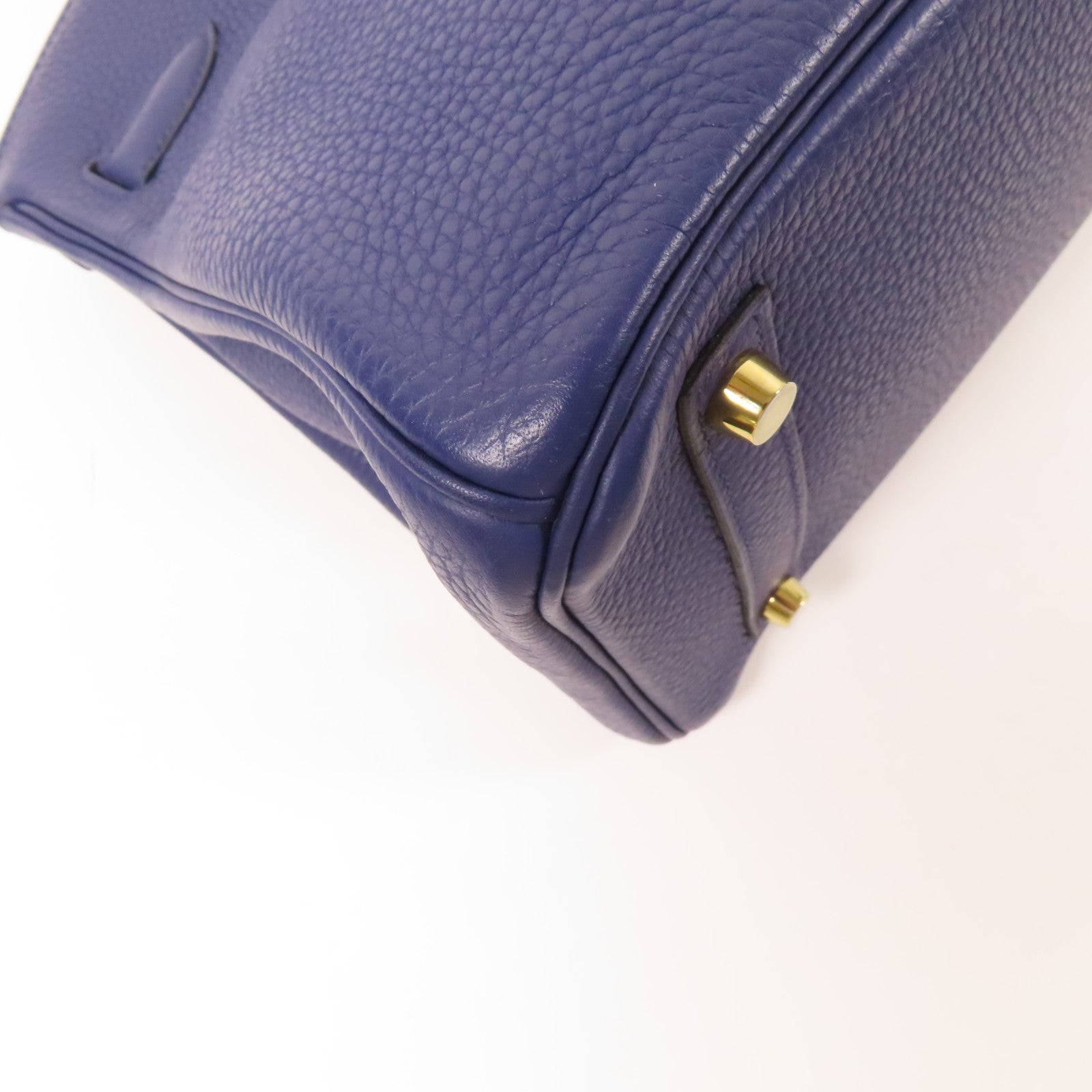 HERMES Clemence皮革Birkin 30金扣手挽袋Bleu Encre