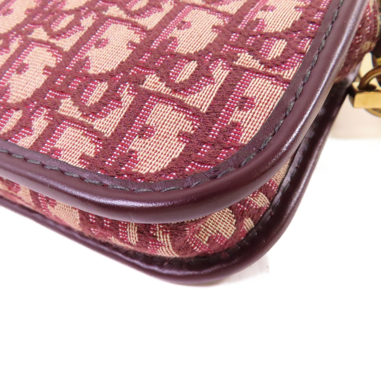 Dior Oblique帆布Clutch Bag金扣手拿包酒紅色