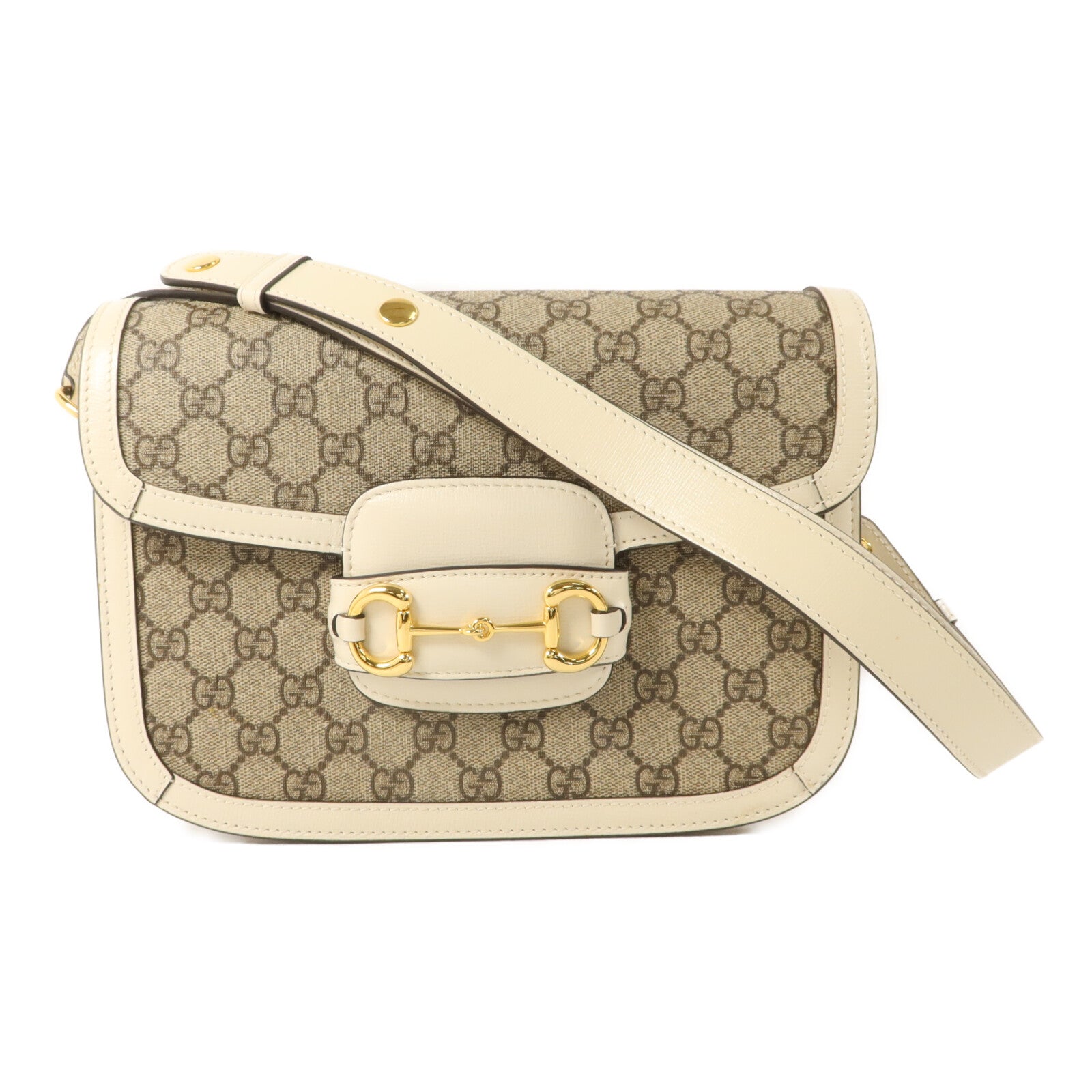 GUCCI 塗層帆布Horsebit 1955 Medium金扣肩背袋