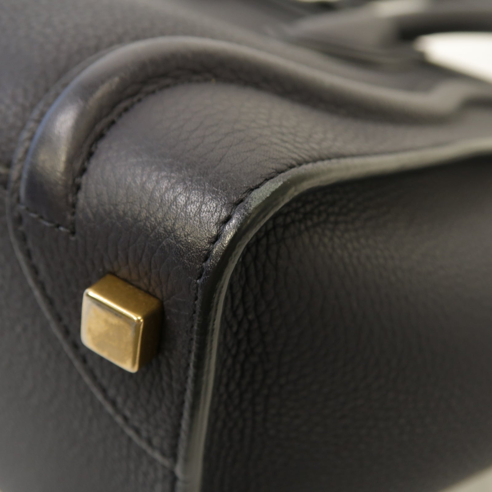 CELINE 牛皮皮革Luggage Bag金扣手挽袋深藍色