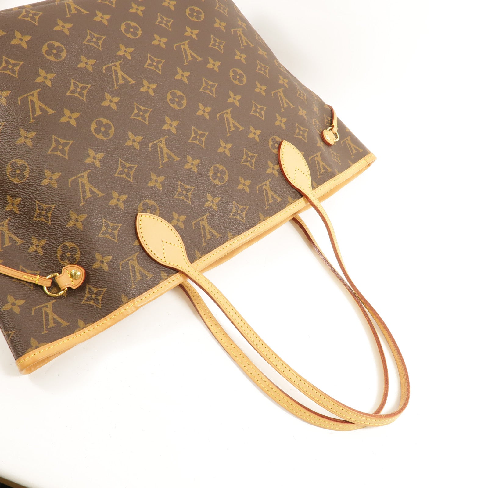 LOUIS VUITTON Monogram Neverfull MM金扣手挽袋