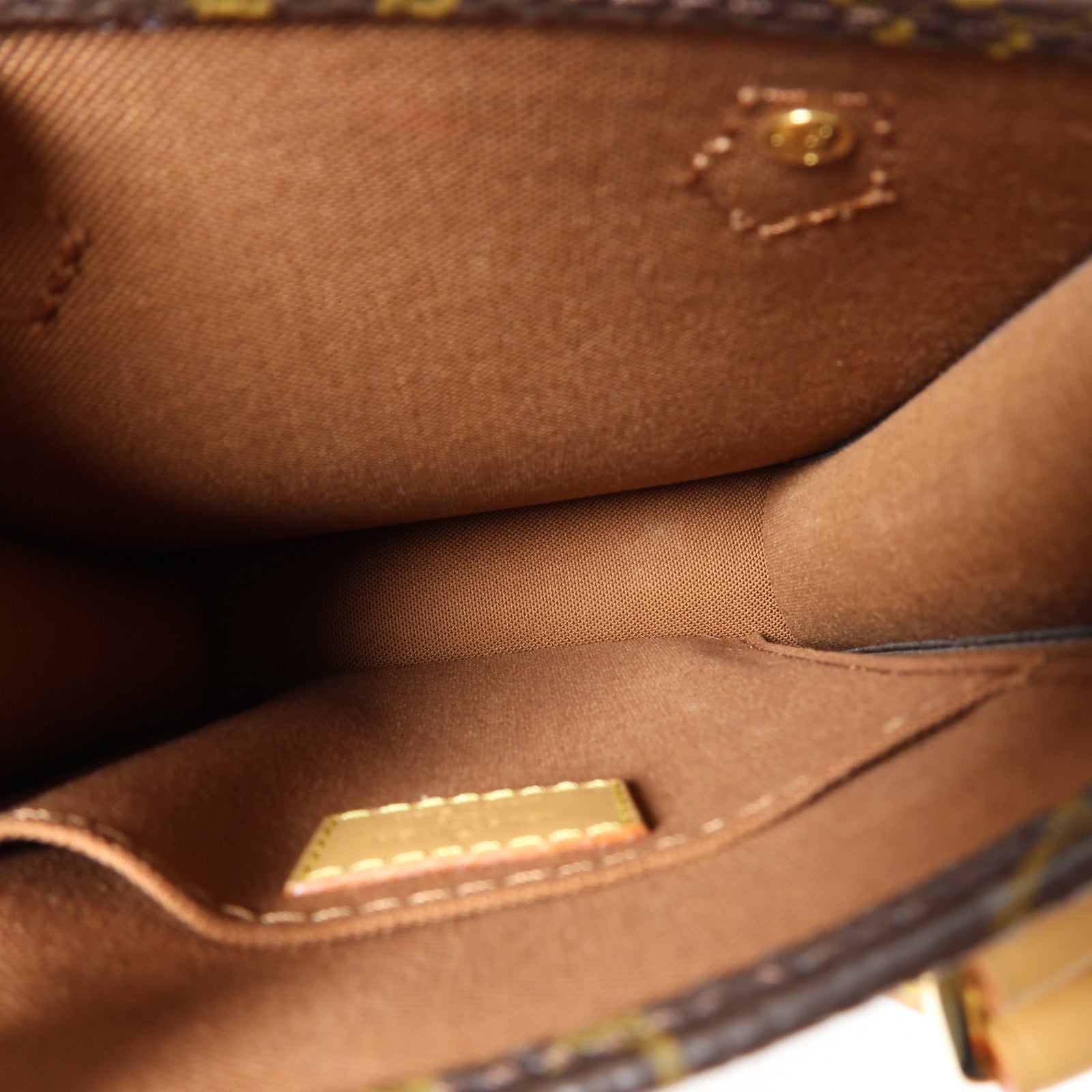 LOUIS VUITTON Monogram Petit Sac Plat金扣手挽肩背兩用袋啡色