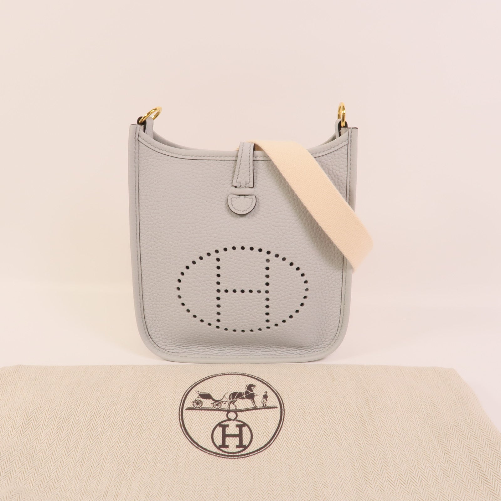 HERMES Clemence皮革Evelyne TPM肩背袋Bleu Glacier