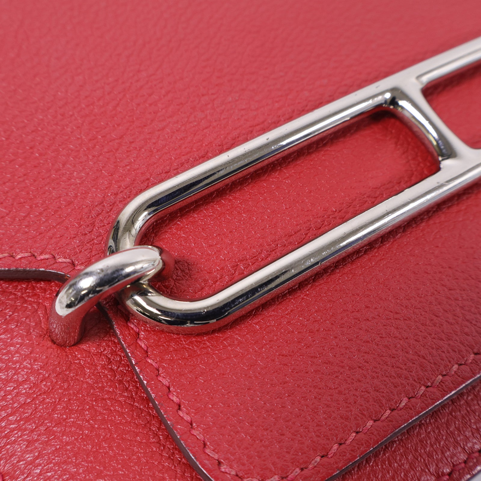 HERMES Evercolor皮革Mini Roulis銀扣肩背袋