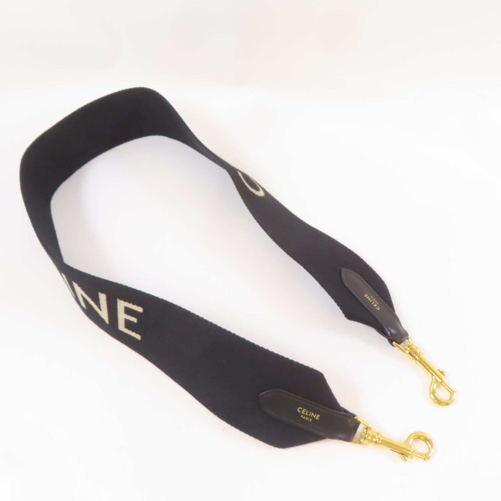 CELINE 帆布Shoulder Strap金扣肩背帶黑色 Brand Off Hong Kong Online Store