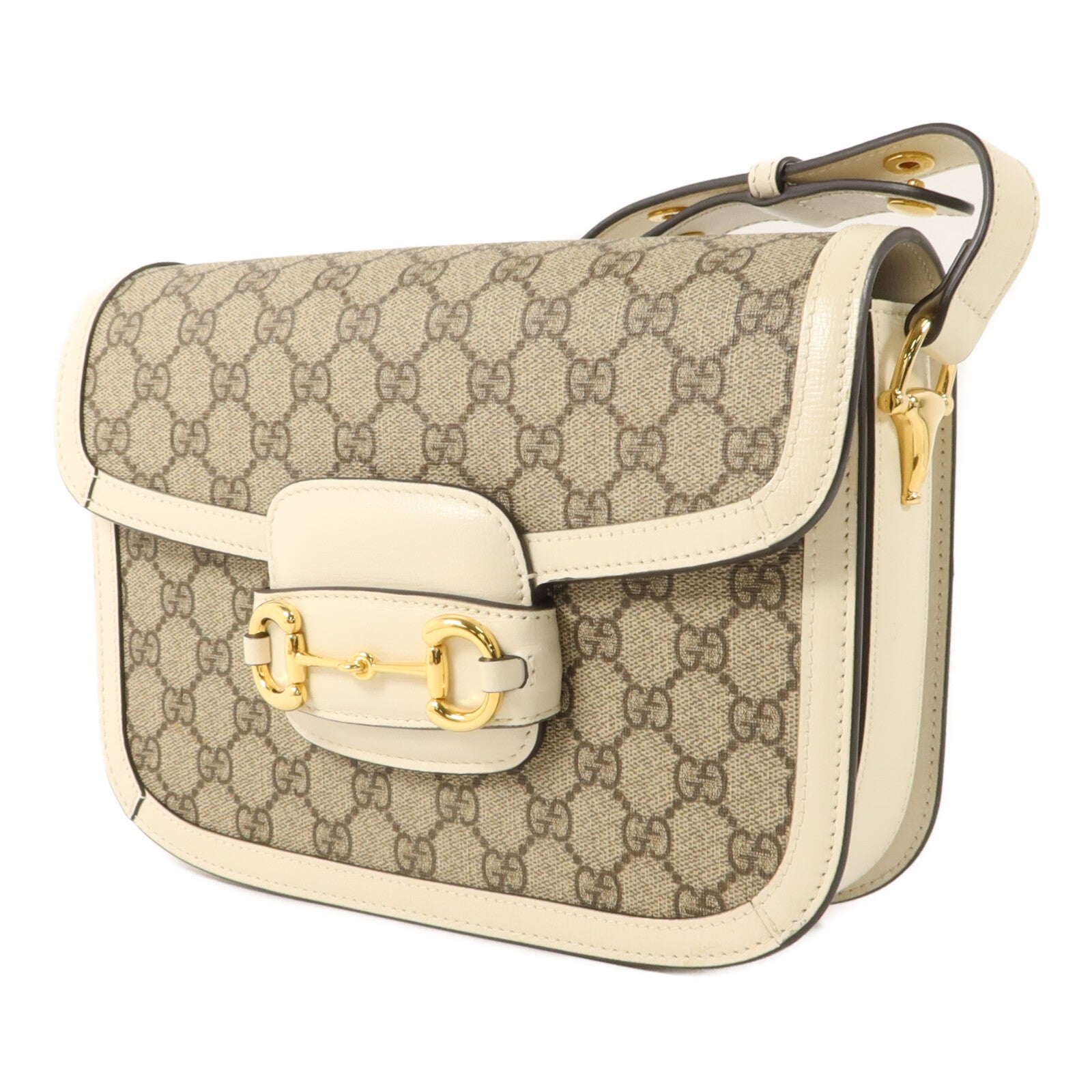 GUCCI 塗層帆布Horsebit 1955 Medium金扣肩背袋