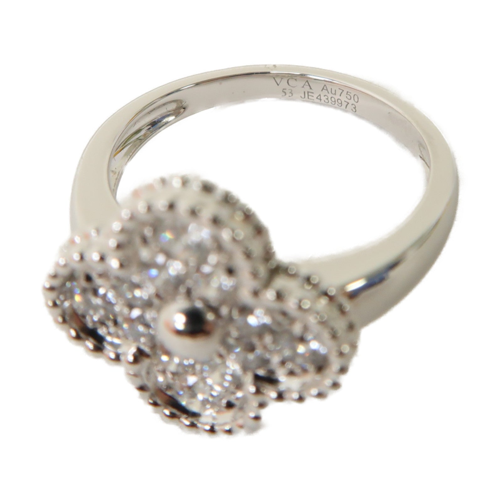 Van Cleef & Arpels 18K白金Alhambra Diamond Ring戒指US#6.5