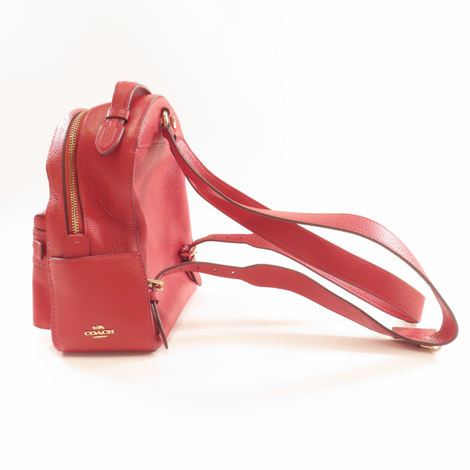 COACH 牛皮皮革Backpack金扣背包紅色