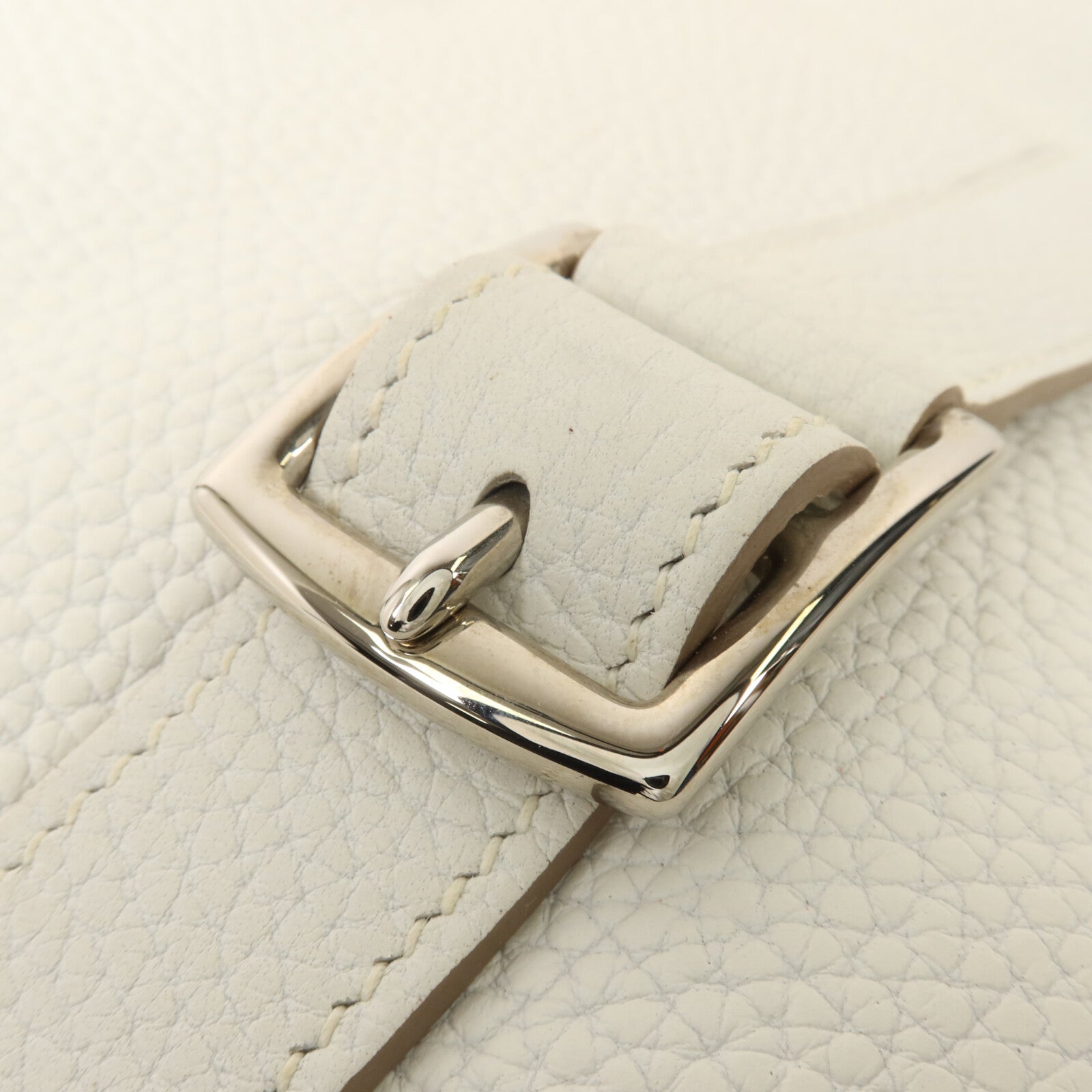 HERMES Clemence皮革Halzan 31手挽肩背兩用袋Blanc
