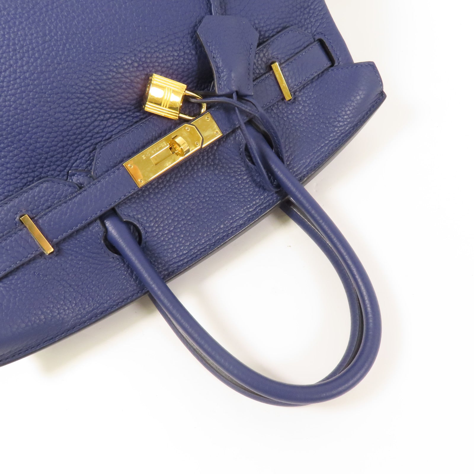 HERMES Clemence皮革Birkin 30金扣手挽袋Bleu Encre