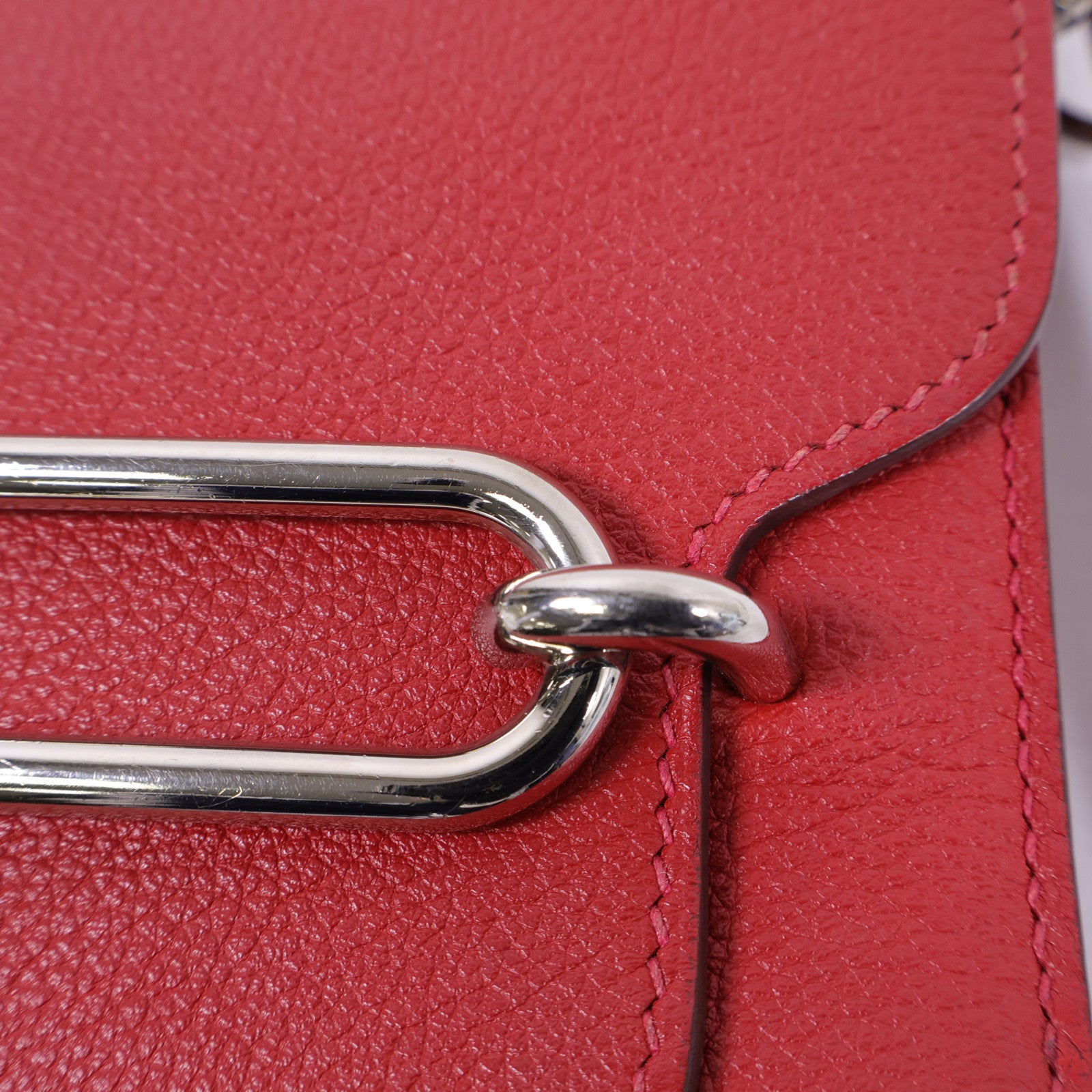 HERMES Evercolor皮革Mini Roulis銀扣肩背袋