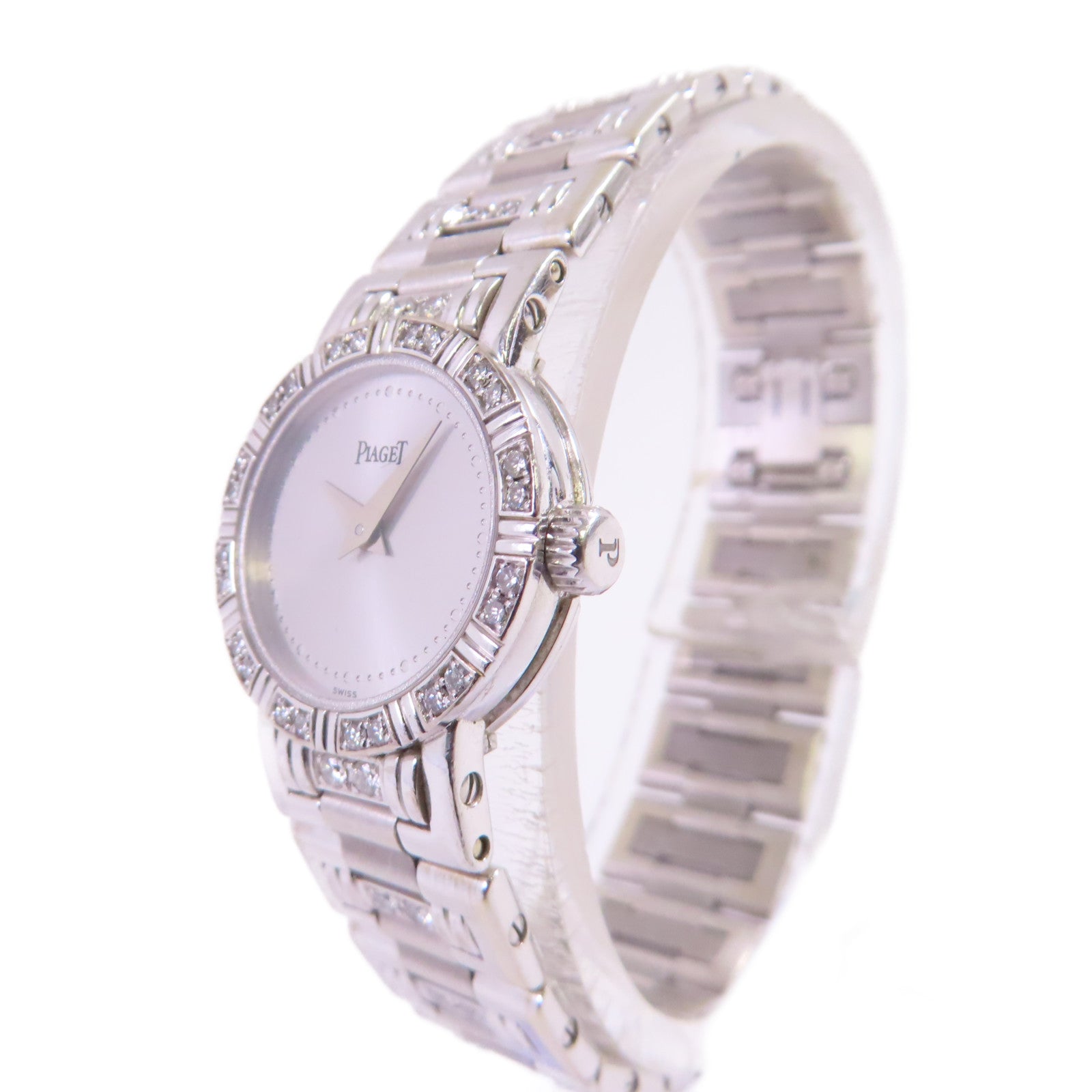 PIAGET Dancer Diamond Watch18K白金/鑽石石英機芯手錶銀色