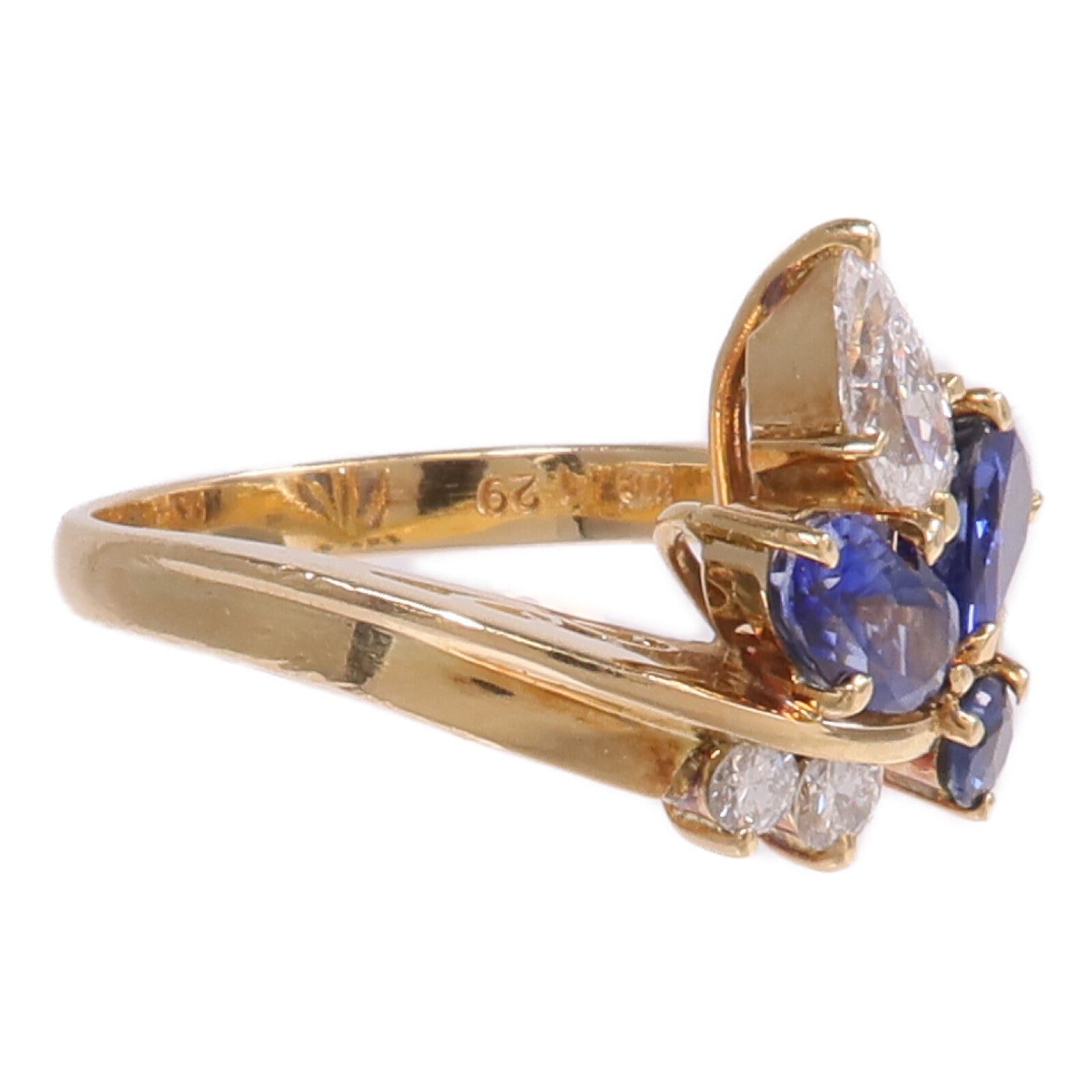 JEWELRY 18K黃金Sapphire Diamond Ring藍寶石/鑽石戒指US#6.25