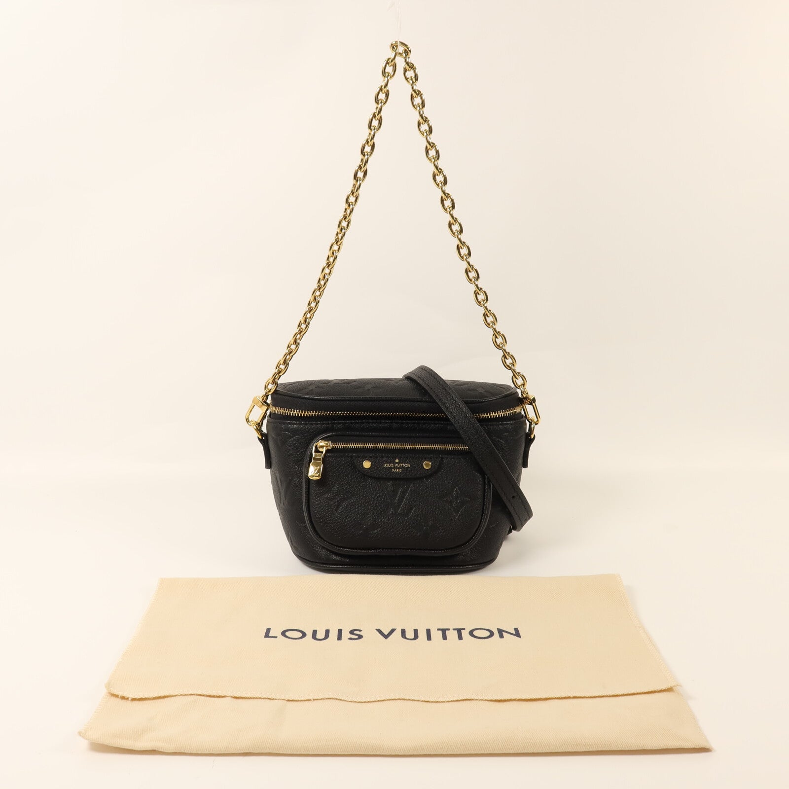 LOUIS VUITTON Monogram Empreinte Mini Bumbag金扣手挽肩背兩用袋