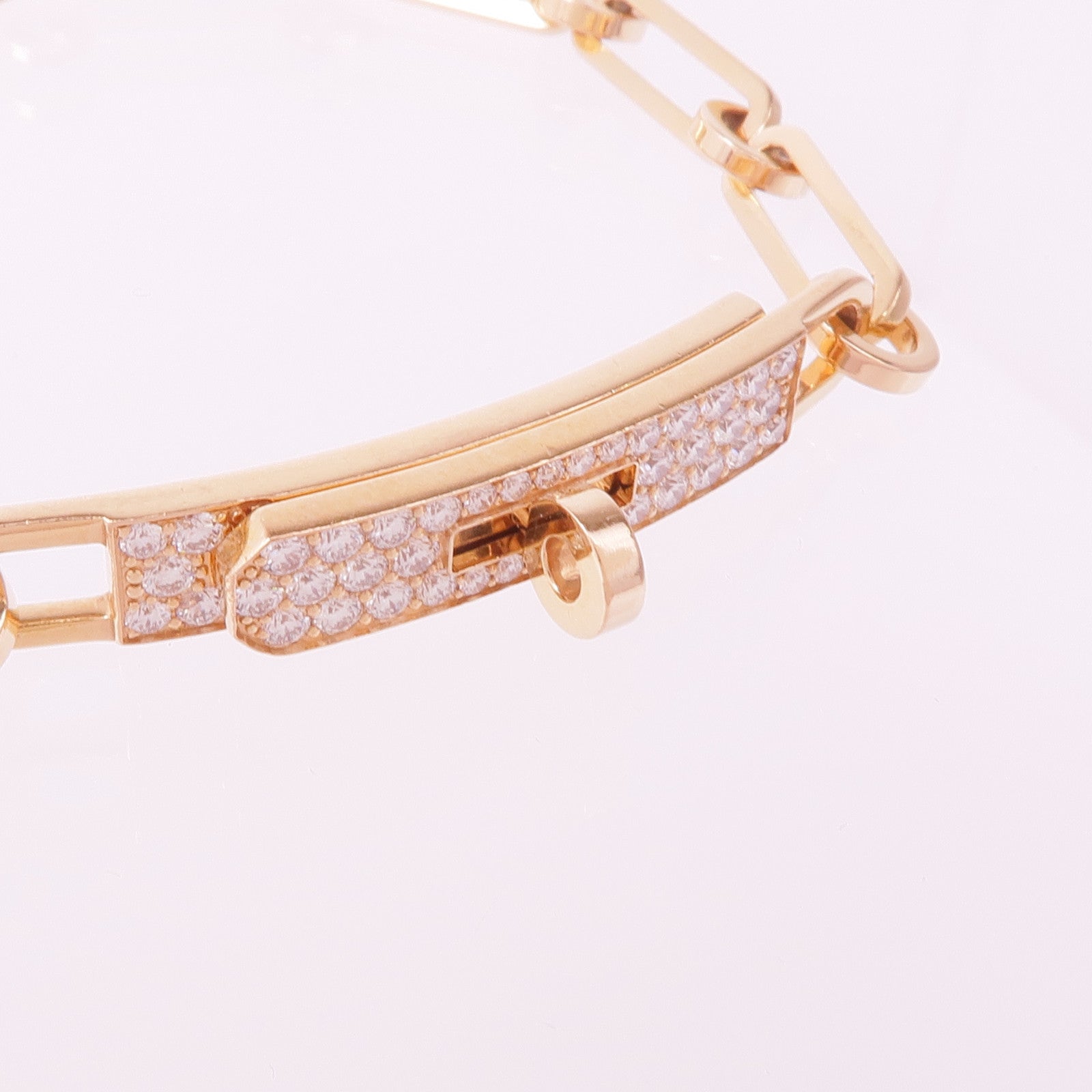 HERMES 18K玫瑰金Kelly Chaine Diamond Bracelet鑽石手鏈
