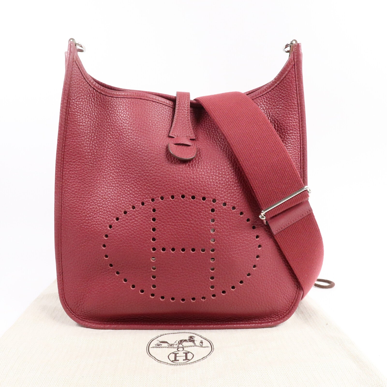 HERMES Clemence皮革Evelyne PM肩背袋Rubis