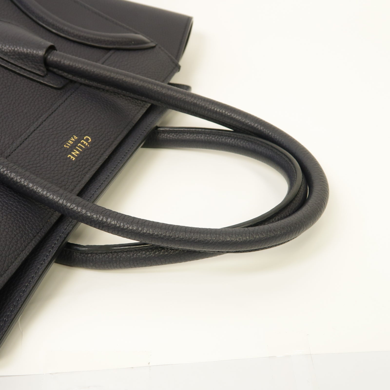CELINE 牛皮皮革Luggage Bag金扣手挽袋深藍色