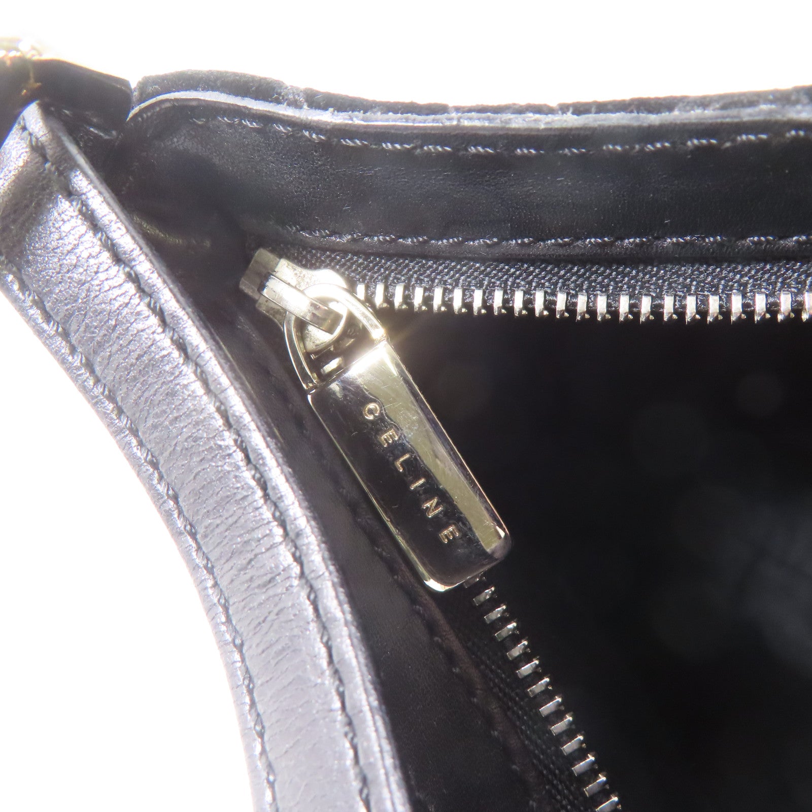 CELINE 麂皮皮革Shoulder bag銀扣肩背袋黑色