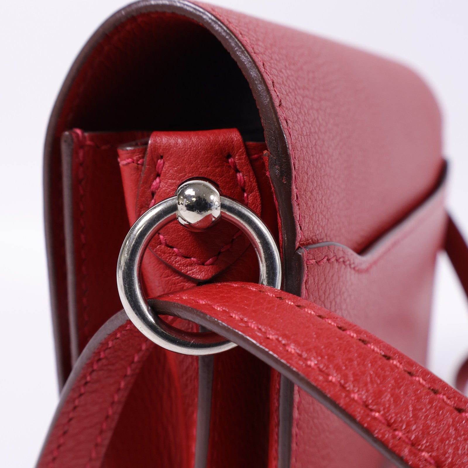 HERMES Evercolor皮革Mini Roulis銀扣肩背袋