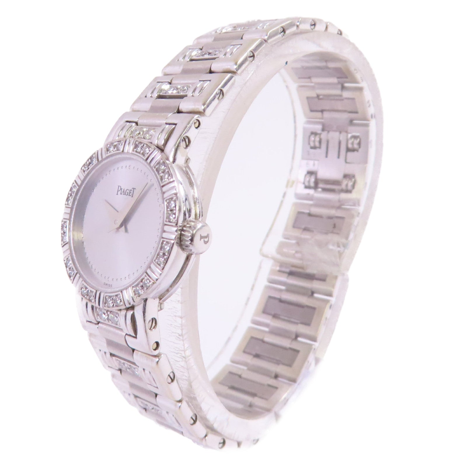 PIAGET Dancer Diamond Watch18K白金/鑽石石英機芯手錶銀色