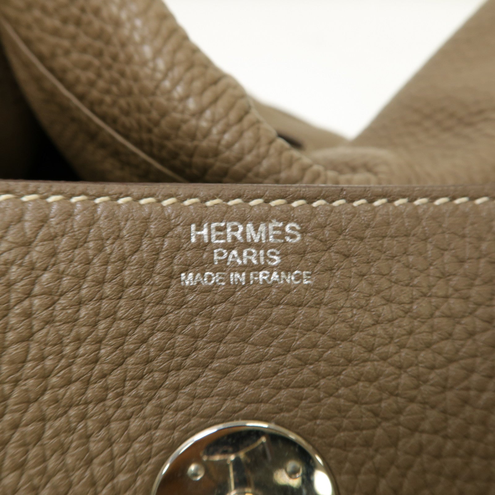 HERMES Clemence皮革Lindy 34銀扣手挽肩背兩用袋大象灰色