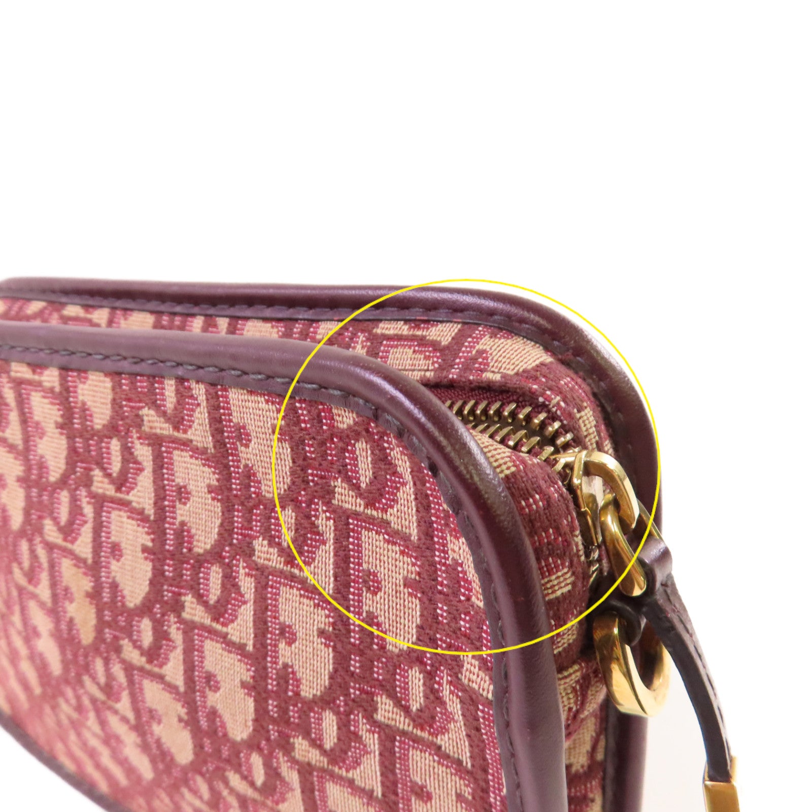 Dior Oblique帆布Clutch Bag金扣手拿包酒紅色