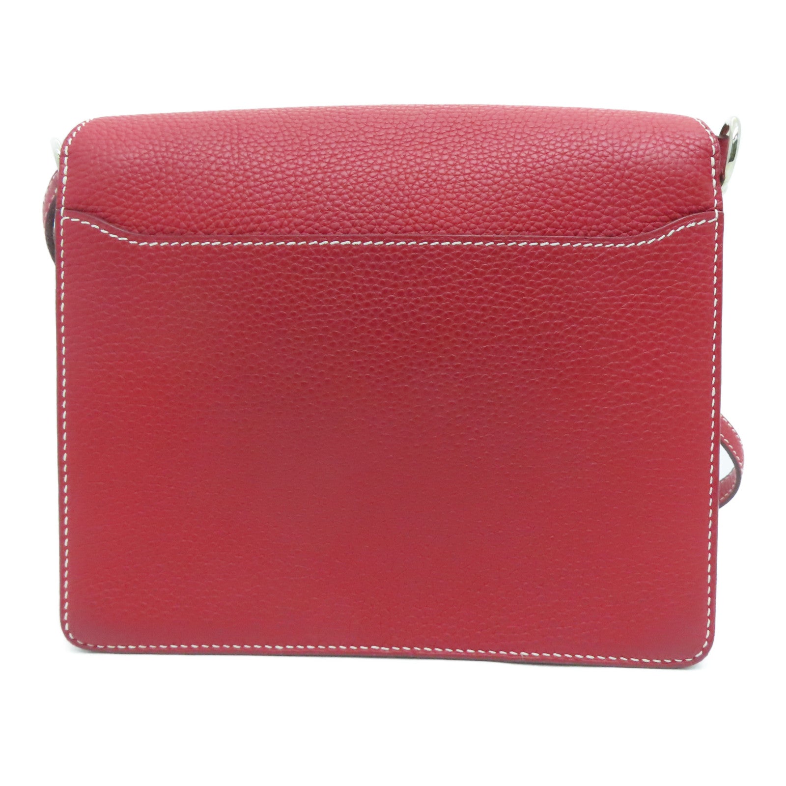 HERMES 【激減優惠】Clemence皮革Roulis 23金扣肩背袋Rouge Casaque紅色