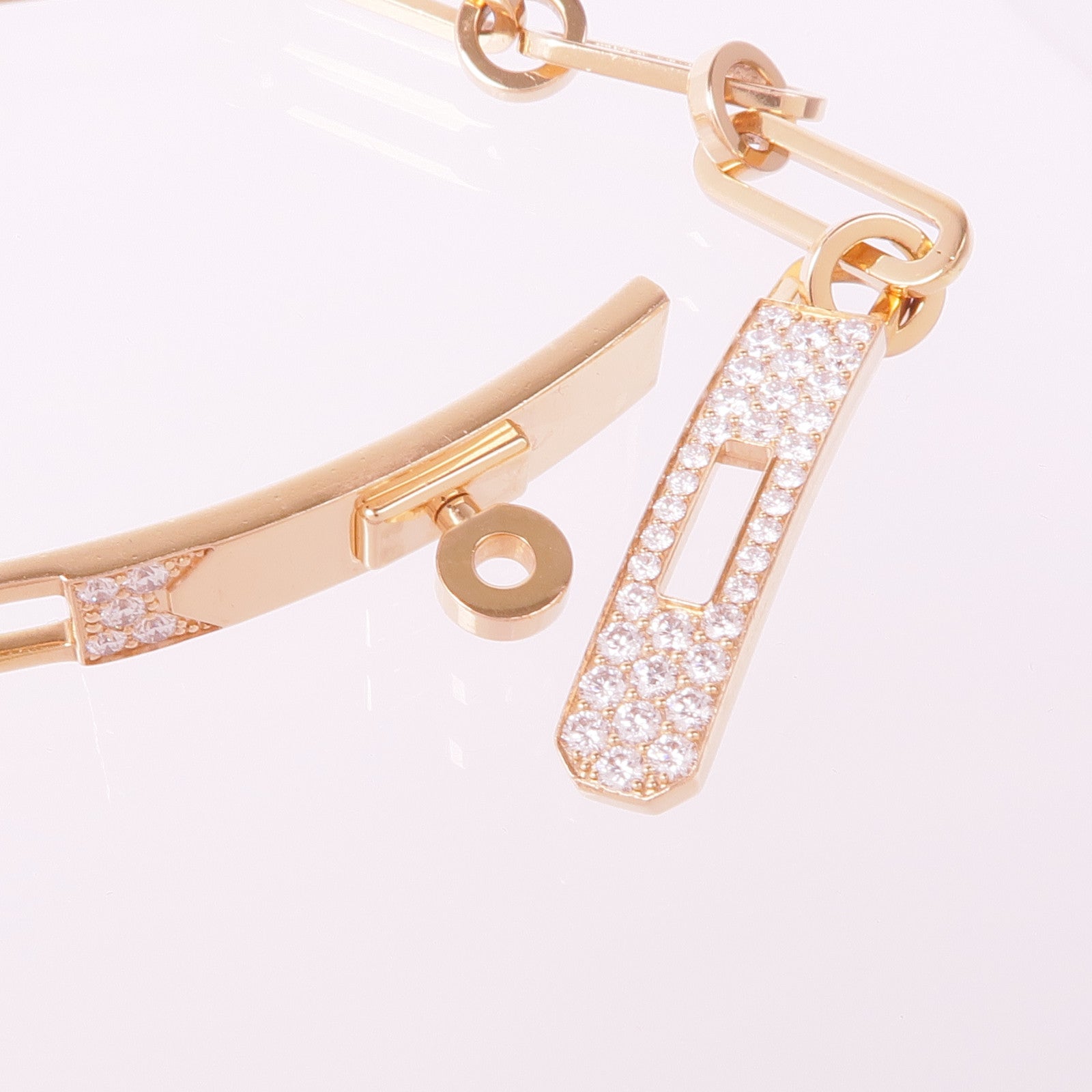 HERMES 18K玫瑰金Kelly Chaine Diamond Bracelet鑽石手鏈