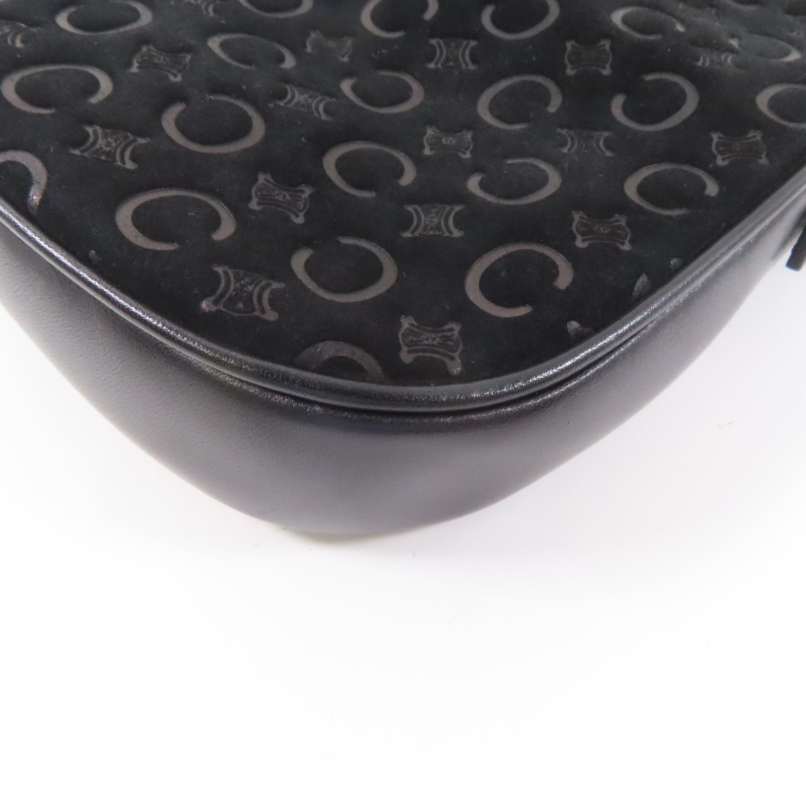 CELINE 麂皮皮革Shoulder bag銀扣肩背袋黑色
