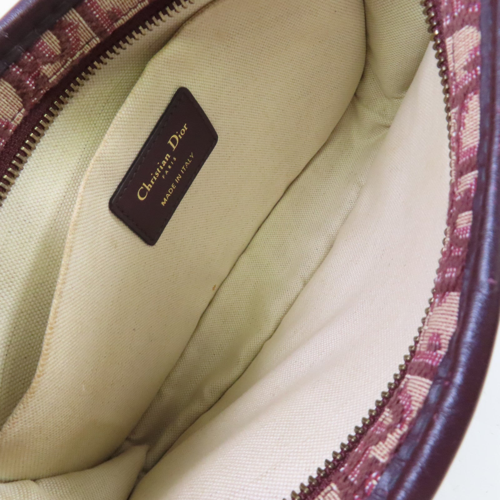 Dior Oblique帆布Clutch Bag金扣手拿包酒紅色
