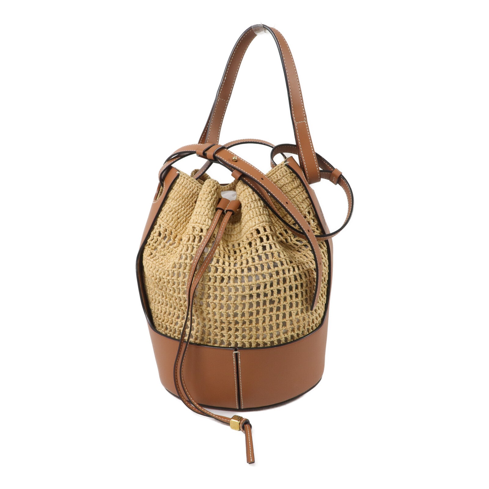 LOEWE Raffia/牛皮皮革Balloon手挽肩背兩用袋