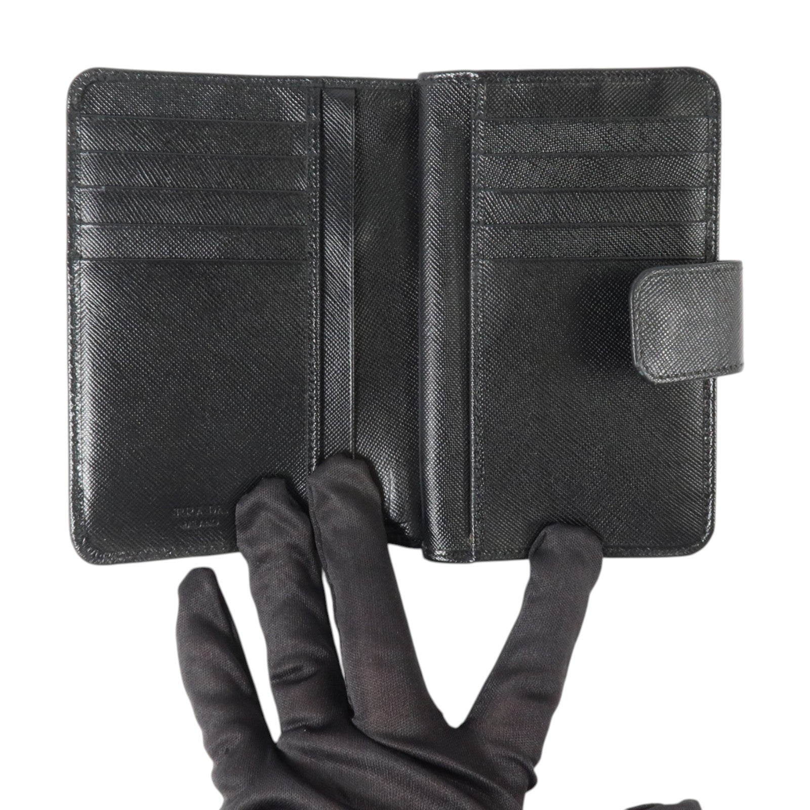 PRADA Saffiano皮革Wallet金扣錢包