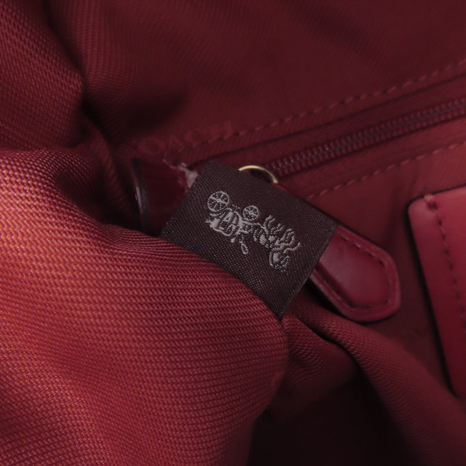 COACH 牛皮皮革Backpack金扣背包紅色